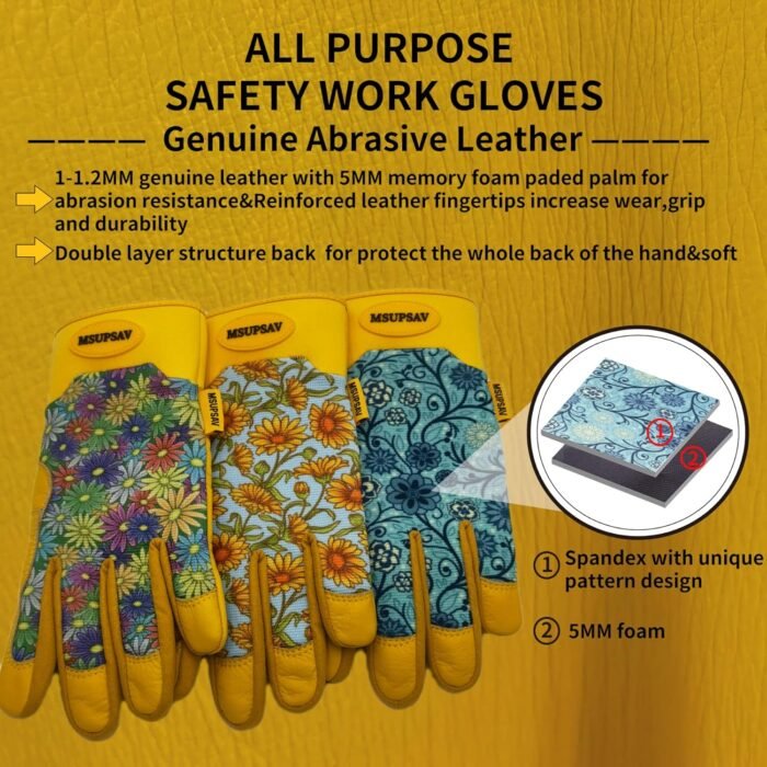 Thorn Proof&Puncture Resistant Gardening Gloves with Grip,Garden Gloves for Women, Leather Work Gloves,Gifts - Image 2
