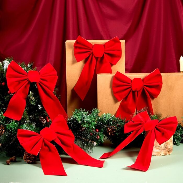 JOYIN 12 Pack Christmas Red Velvet Bows, 13" Long by 9" Wide Decorative Christmas Bows for Wreath Garland Christmas Tree Decor, Indoor Outdoor Holiday Decorations - Image 7