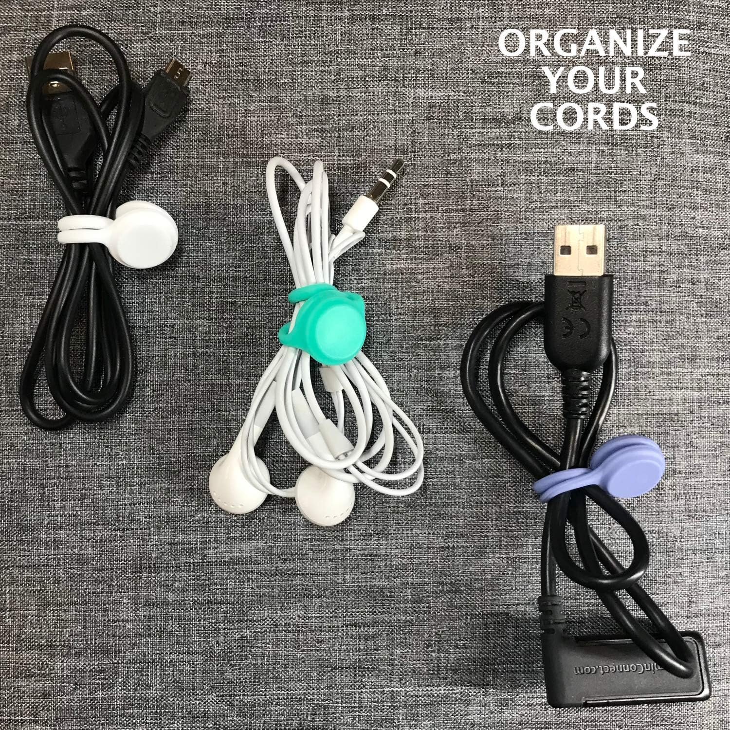 Magnetic Cable Ties Electronic Cord Organizers - 6 Pack Unique Gift Gadget, Fun Bookmark, Refrigerator/Magnetic Board Magnet"Push Pin", Great for Cable Management (Modern Green Collection) - Image 2