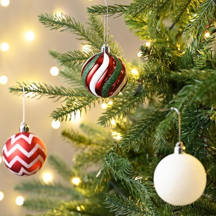 Valery Madelyn Christmas Ornaments Tree Decorations, 30ct Red Green White Shatterproof Christmas Ball Ornaments Set, 2.36 Inch Decorative Hanging Ornament Bulk for Xmas Holiday Party Decor - Image 2