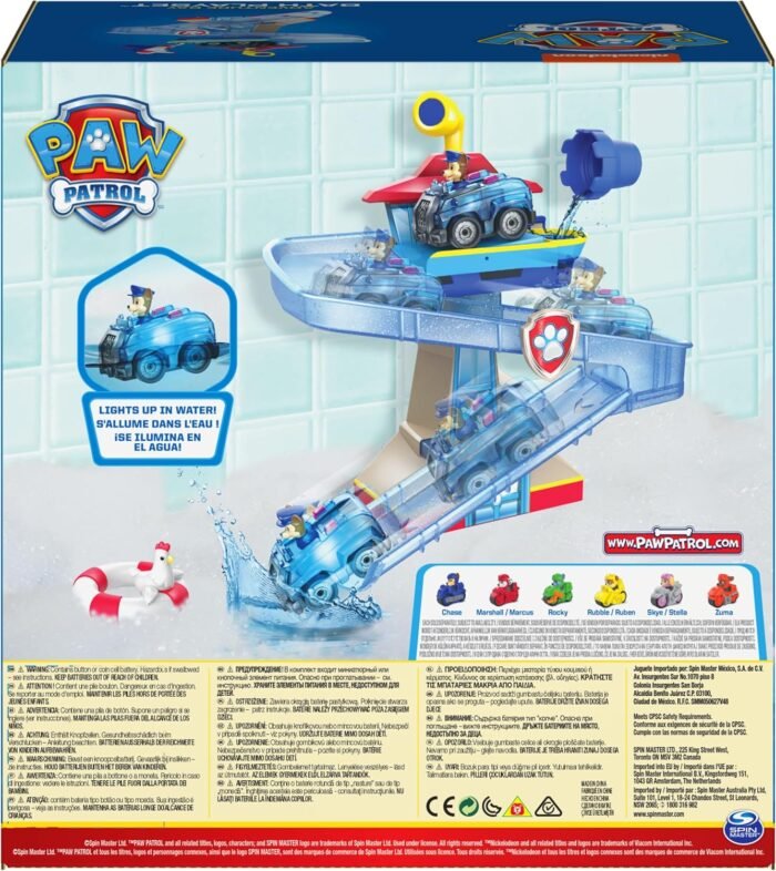 Paw Patrol, Adventure Bay Bath Playset with Light-up Chase Vehicle, Bath Toy for Kids Aged 3 and up - Image 8