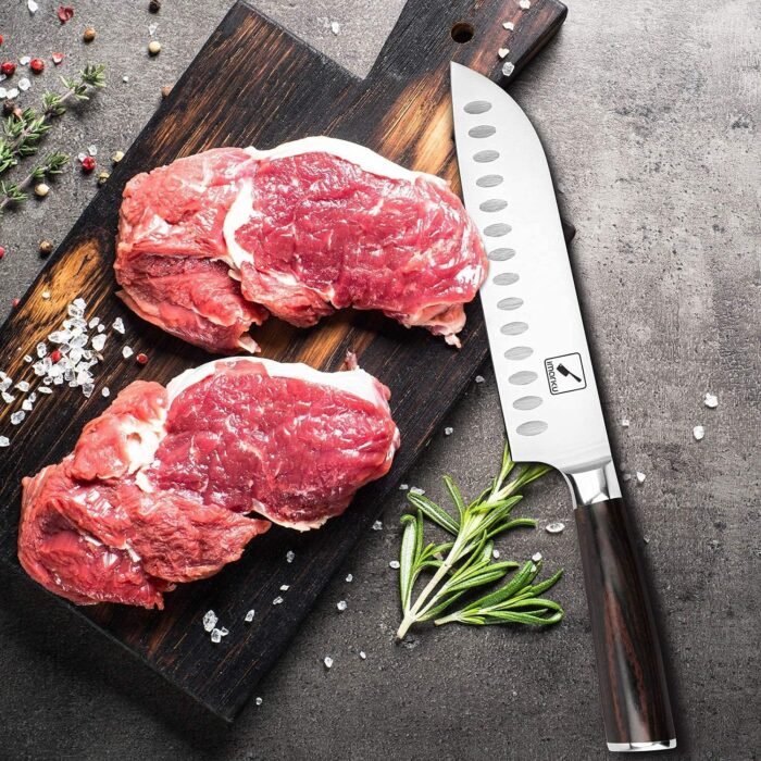 imarku Chef Knife 7 Inch Kitchen Knife Ultra Sharp Santoku Knife - 7Cr17Mov Japanese Chefs Knife, Kitchen Gadgets 2024, Birthday Gifts for Him Her, Best Christmas Gifts for Women Men - Image 6