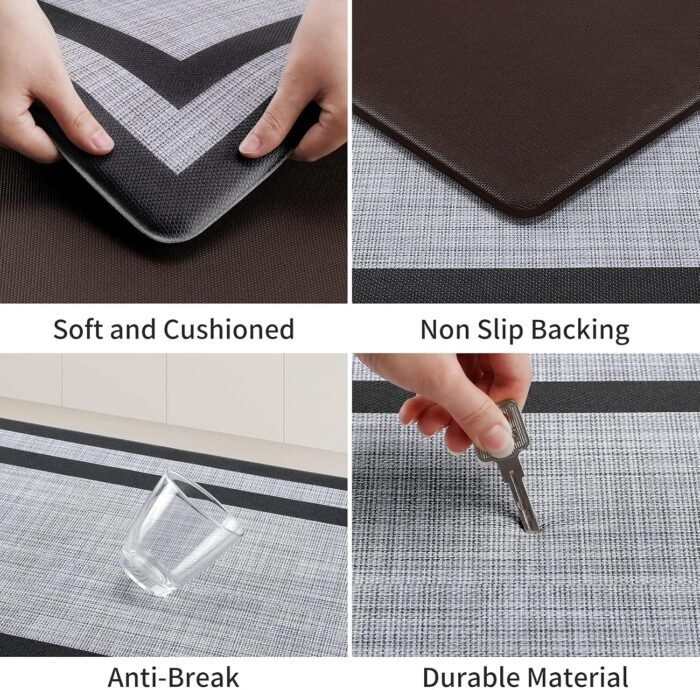 Mattitude Kitchen Mat [2 PCS] Cushioned Anti-Fatigue Non-Skid Waterproof Rugs Ergonomic Comfort Standing Mat for Kitchen, Floor, Office, Sink, Laundry, Black and Gray - Image 4