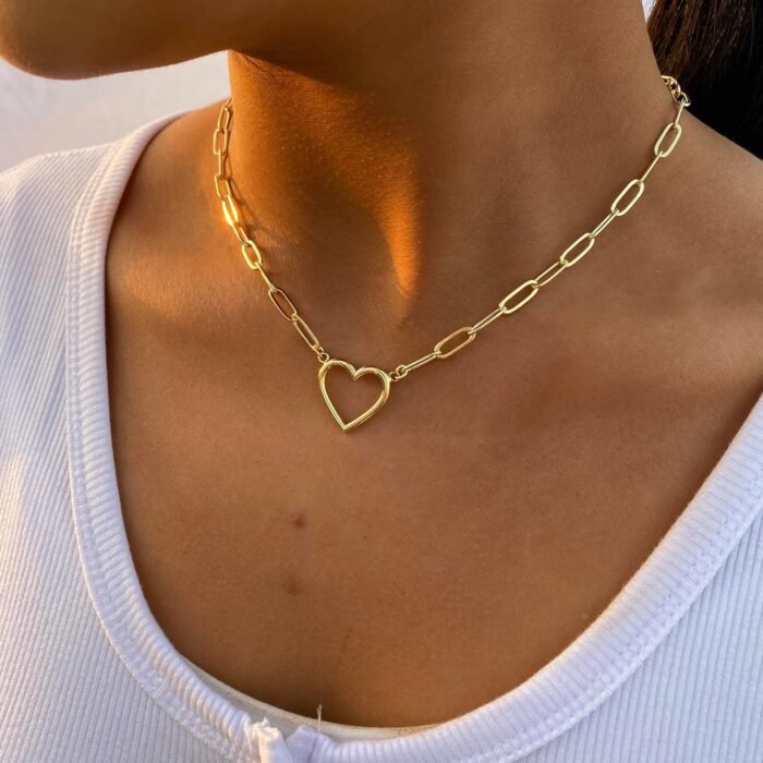 ASCOMY Dainty Gold Necklace for Women 14K Gold Plated Necklaces for Her Delicate Love Heart Necklace Heart Pendant Necklace Cute Necklaces Festival Jewelry Gift for Women - Image 2
