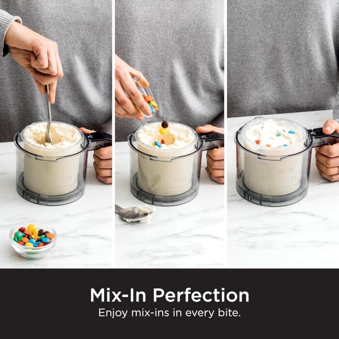Ninja CREAMi, Ice Cream Maker, Ice Cream, Gelato, Sorbet ,Milkshakes, Mix-ins, Smoothie Bowls & More, 7-in-1, Ice Cream Pints, Pint lid, Healthy Ice Cream, Compact, Perfect for Kids, Black, NC299AMZ - Image 4