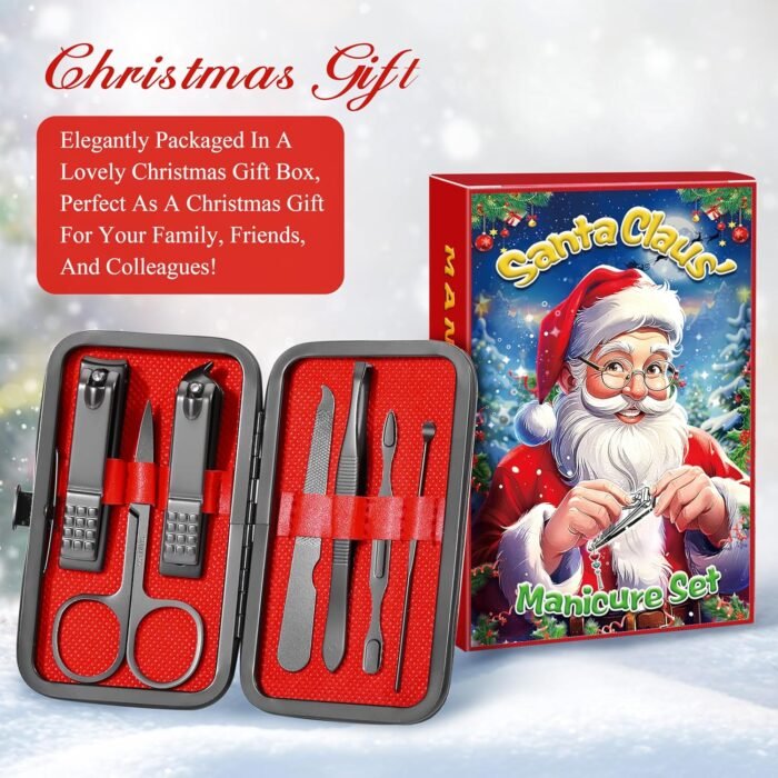 Manicure Set Nail Clippers Kit, Christmas Stocking Stuffers for Women Men，Professional Stainless Steel Nail Care Tools with Leather Travel Case，Christmas Gifts for Women Mom Husband Colleagues - Image 6