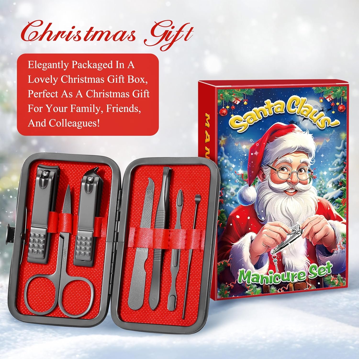 Manicure Set Nail Clippers Kit, Christmas Stocking Stuffers for Women Men,Professional Stainless Steel Nail Care Tools with Leather Travel Case,Christmas Gifts for Women Mom Husband Colleagues - Image 6