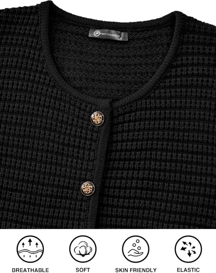 PRETTYGARDEN Women's Knit Cardigan Sweaters Fall Fashion Long Sleeve Open Front Button Down Trendy Casual Sweater Jacket - Image 7