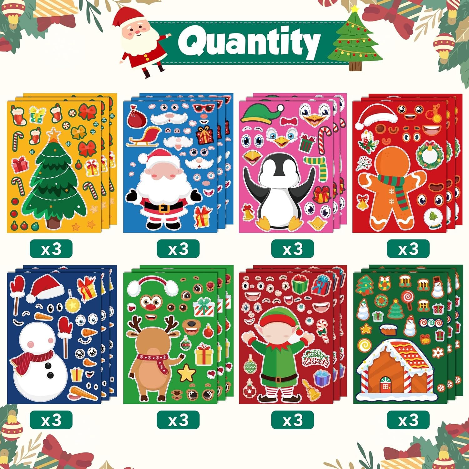 OHOME Christmas Stickers - Stocking Stuffers for Kids - DIY Christmas Crafts for Kids - Kids Christmas Gifts Activity Party Favors Supplies | Christmas Games | Toddler Stocking Stuffers(24 Sheets) - Image 2