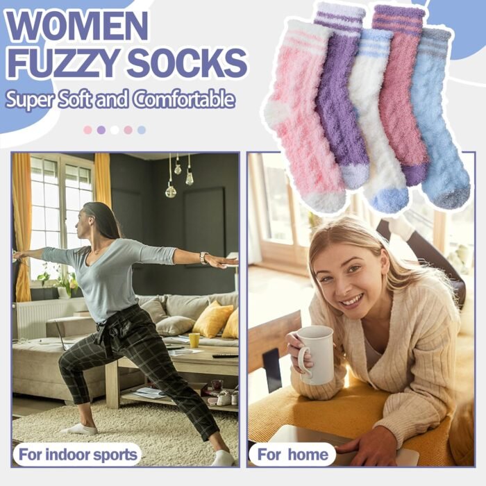 ANTSANG Womens Fuzzy Socks Slipper Winter Fluffy Cozy Cabin Warm Soft Fleece Comfy Home Socks - Image 6