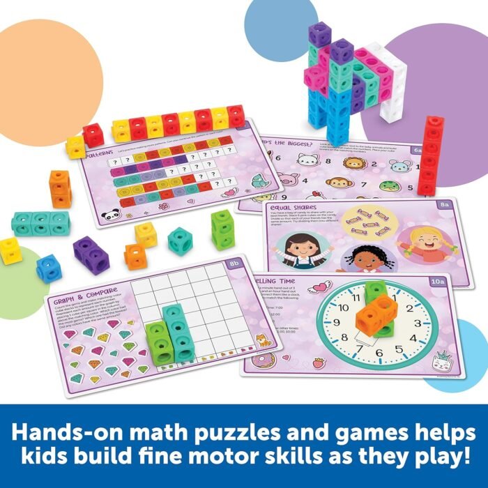 MathLink Cubes Kindergarten Math Activity Set Mathtastics!, Math Teaching Toys, PreKManipulatives, Children’s Math Games, 115 Pieces, Age 5+ - Image 4