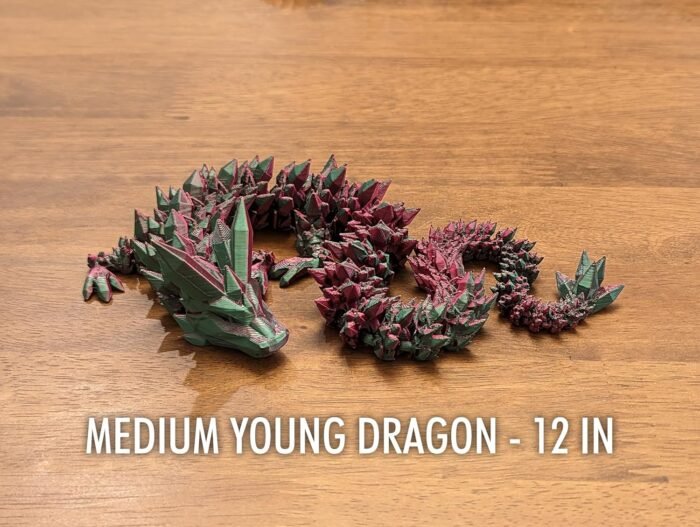 Medium 12" Articulated Crystal Dragon - Multi Color 3D Printed Plastic Dragon Figure - Rainbow Pearlescent Colors - Interlocked Body Segments and Legs (Medium 12", Dark Rainbow) - Image 6