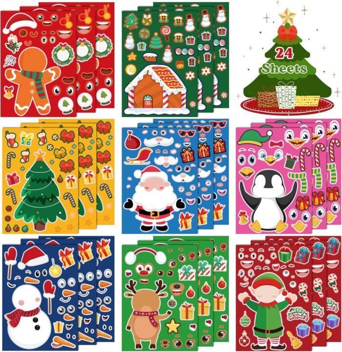 OHOME Christmas Stickers - Stocking Stuffers for Kids - DIY Christmas Crafts for Kids - Kids Christmas Gifts Activity Party Favors Supplies | Christmas Games | Toddler Stocking Stuffers(24 Sheets)