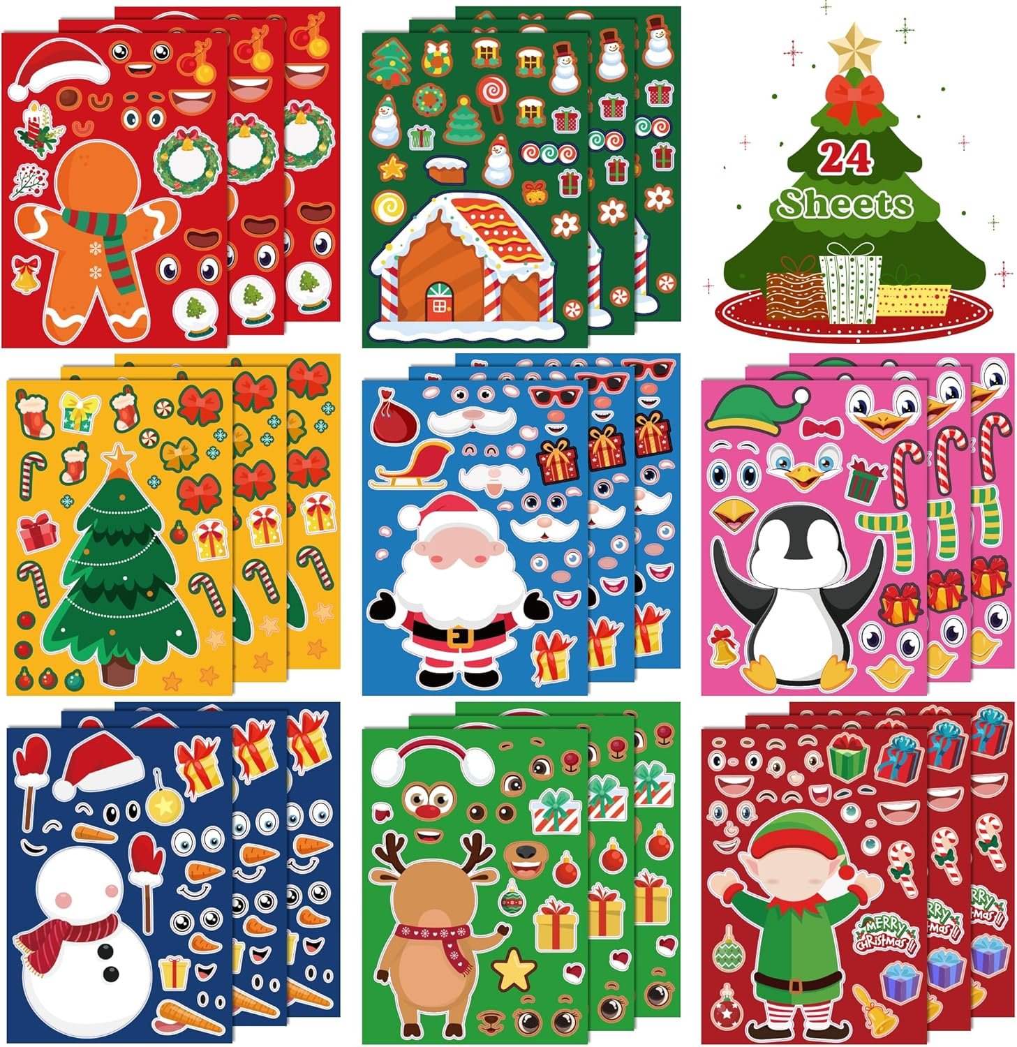 OHOME Christmas Stickers - Stocking Stuffers for Kids - DIY Christmas Crafts for Kids - Kids Christmas Gifts Activity Party Favors Supplies | Christmas Games | Toddler Stocking Stuffers(24 Sheets)