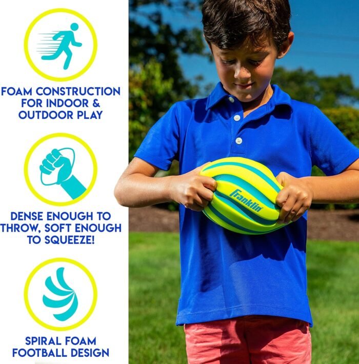 Franklin Sports Kids Foam Football - Mini Soft Foam Youth Football - Indoor + Outdoor Toy Football for Kids - Probrite 9" Mini Foam Ball - Soft Backyard + Practice Toy Ball - Yellow - Image 2