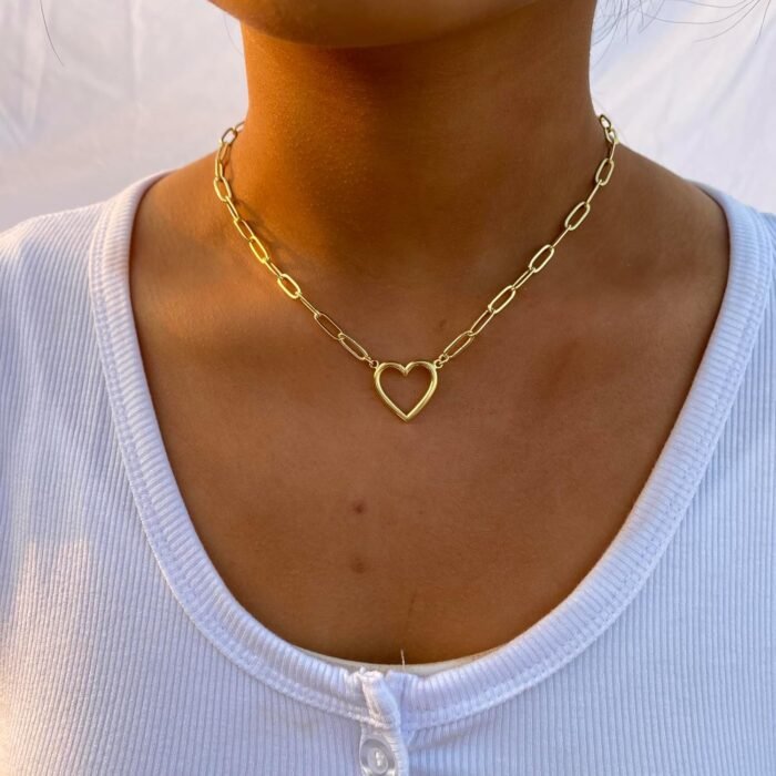ASCOMY Dainty Gold Necklace for Women 14K Gold Plated Necklaces for Her Delicate Love Heart Necklace Heart Pendant Necklace Cute Necklaces Festival Jewelry Gift for Women - Image 3