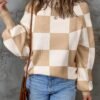 ZESICA Women's 2024 Fall Fashion Turtleneck Long Sleeve Striped Ribbed Knit Loose Pullover Sweater Tops - Image 2