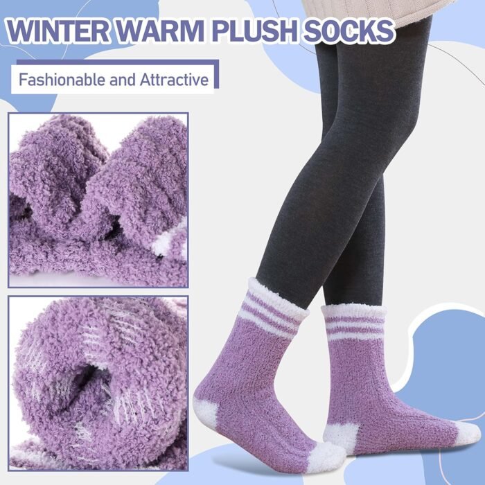 ANTSANG Womens Fuzzy Socks Slipper Winter Fluffy Cozy Cabin Warm Soft Fleece Comfy Home Socks - Image 7