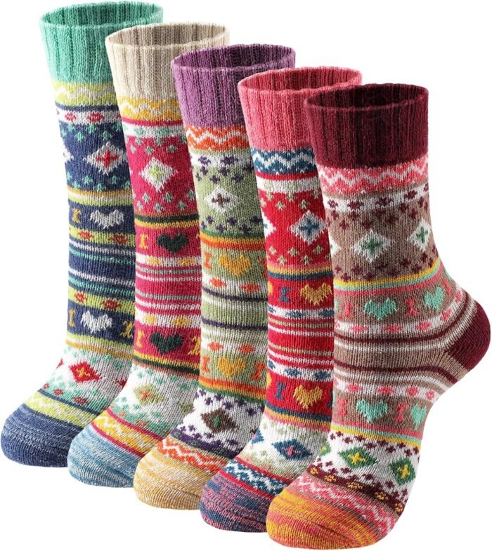 Premillow Wool Socks - Wool Socks for Women, Warm Women Socks Winter, Thick Knit Winter Socks Cozy Crew Socks Gifts for Women