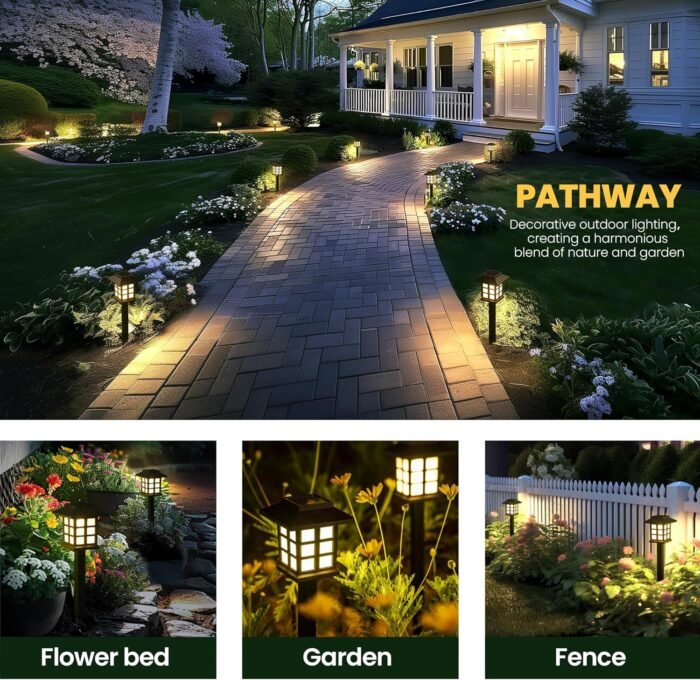 GIGALUMI Solar Outdoor Lights,12 Pack LED Solar Lights Outdoor Waterproof, Solar Walkway Lights Maintain 10 Hours of Lighting for Your Garden, Landscape, Path, Yard, Patio, Driveway - Image 4