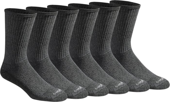 Dickies Men's Dri-Tech Essential Moisture Control Crew Socks, Available in M-XXL (6, 12 Pairs)