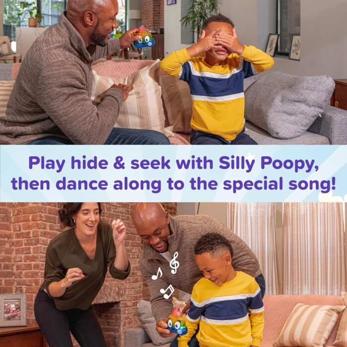 Silly Poopy's Hide & Seek by Relatable, The Talking, Singing, Rainbow Hide & Seek Toy, Fun Learning Toys for Toddlers, Interactive Toddler Toys, Hide and Seek Games, Includes Toy and 2 AA Batteries - Image 4