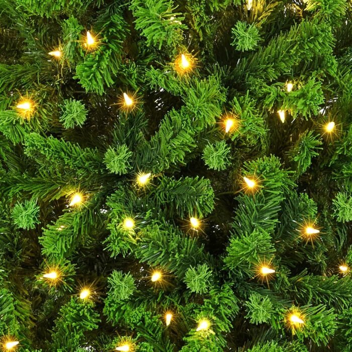 Yaheetech 7.5ft Pre-lit Artificial Christmas Tree with Incandescent Warm White Lights, Flocked Prelighted Xmas Tree with 1284 Branch Tips, 550 Incandescent Lights & Foldable Stand, Pure Green - Image 5