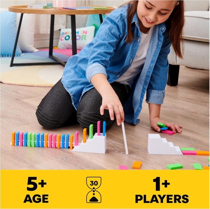 Spin Master Games, Lily Hevesh H5 Domino Creations 100-Piece Neon Dominoes Set, Kids Games, Building Toys, Christmas Gifts for Kids, for Ages 5+ - Image 2