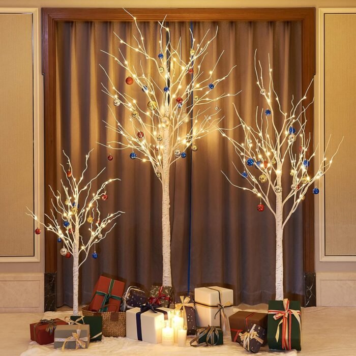 LIGHTSHARE 4 feet 6 feet and 8 Feet Birch Tree,Warm White, for Home,Pack of 3, Festival, Party, and Christmas Decoration, Indoor and Outdoor Use - Image 3