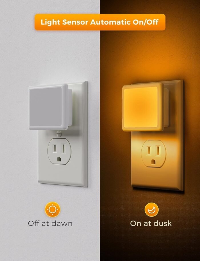 L LOHAS LED Night Lights Plug into Wall 2-Pack, 0.3W Plug in Night Light, Dusk to Dawn, 2000K Amber Light, Sleep Aid Nightlight Auto-On/Off, for Adults Kids Room, Bedroom, Bathroom, Hallway, Non-Dim - Image 3