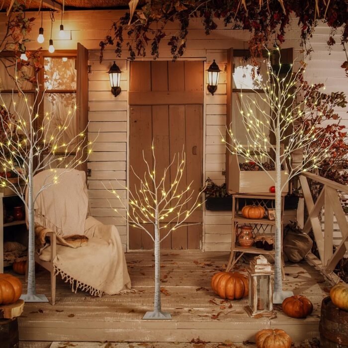 LIGHTSHARE 4 feet 6 feet and 8 Feet Birch Tree,Warm White, for Home,Pack of 3, Festival, Party, and Christmas Decoration, Indoor and Outdoor Use - Image 2