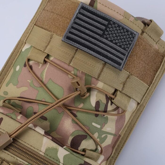 Tactical Christmas Stocking, with Flag Patch MOLLE Webbing, Zip Pocket, MOLLE Clips, Gift for Veterans Military Patriotic and Outdoorsy People, Khaki Camouflage - Image 6