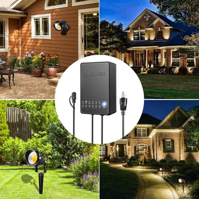 ZUCKEO All-in-One Landscape Lighting Kit, 5W LED Low Voltage Landscape Lights with Transformer and 80FT Wire, Waterproof Outdoor Spotlight with Connectors for Yard Garden House, 3000K 12-24V 8Pack - Image 6