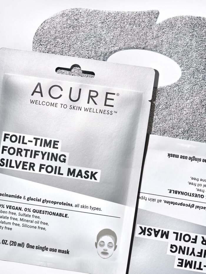 Acure Foil-Time Fortifying Silver Mask | 100% Vegan | Traps Heat to Open Pores For Superior Serum Delivery | Niacinamide & Glacial Glycoproteins - For Rejuvenated & Refreshed Apprearance | 1 Count (ACO02146) - Image 2