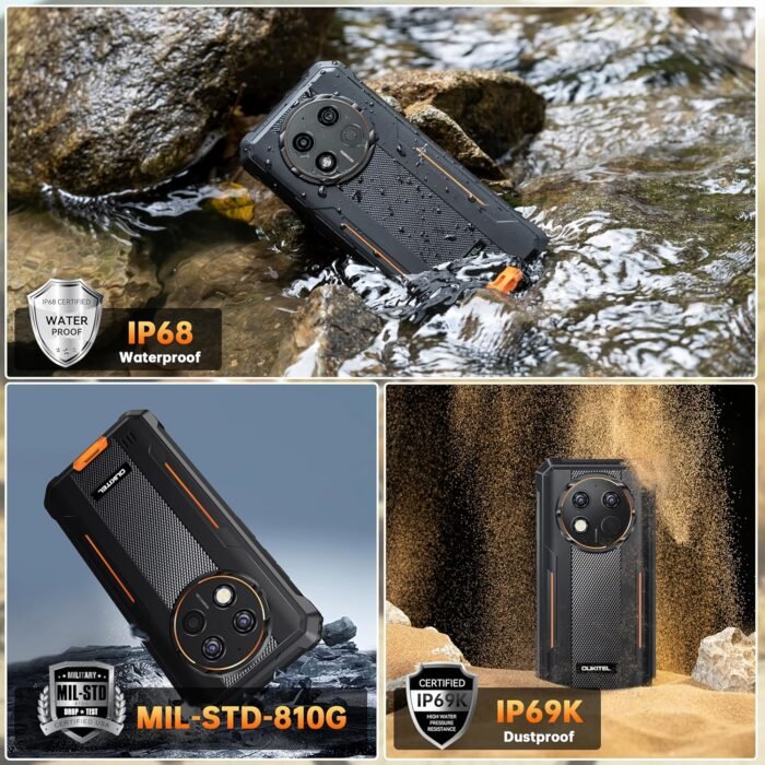OUKITEL G1 Rugged Smartphone Unlocked - 24+256GB/1TB Android 14 Rugged Cellphones, 6.52” HD Display 48MP Rear Camera 10600mAh Battery IP68/IP69K Waterproof Phone, Dual Sim/NFC/Fingerprint 2024 - Image 7