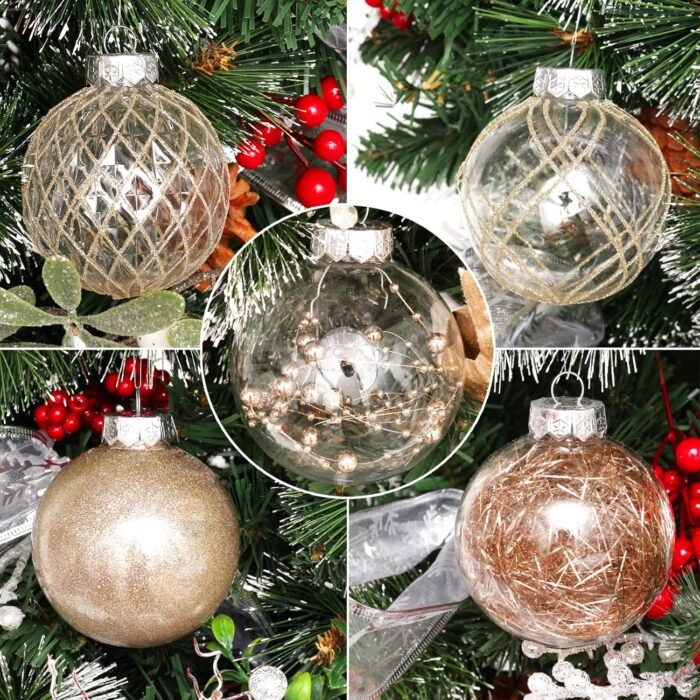 Clear Plastic Christmas Ball Ornaments, 30ct 2.36 Inch Champagne Balls for Tree Decoration - Shatterproof for Holiday Wedding Party Gifts - Image 6
