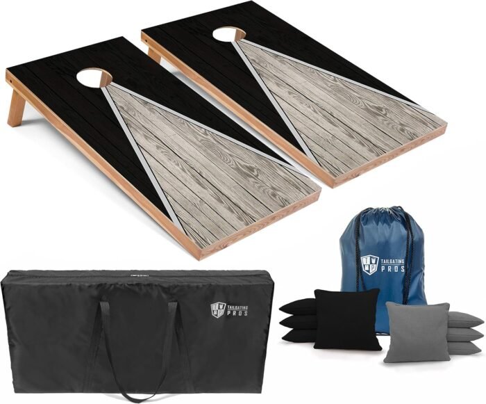 Tailgating Pros Lightweight Pyramid Design Cornhole Board Set w/Bean Bags and Carrying Case - 4'x2' Regulation Cornhole Game
