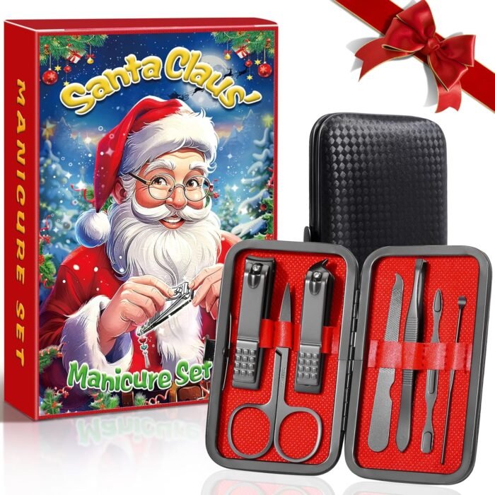 Manicure Set Nail Clippers Kit, Christmas Stocking Stuffers for Women Men，Professional Stainless Steel Nail Care Tools with Leather Travel Case，Christmas Gifts for Women Mom Husband Colleagues