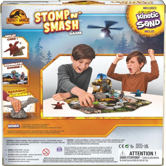 Spin Master Games, Jurassic World Dominion, Stomp N’ Smash Board Game Sensory Dinosaur Toy with Kinetic Sand, Christmas Gifts for Kids, for Ages 5+ - Image 6