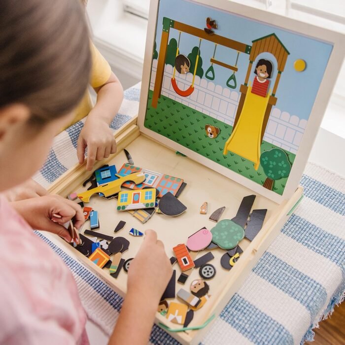 Melissa & Doug Wooden Magnetic Matching Picture Game With 119 Magnets and Scene Cards - Image 2