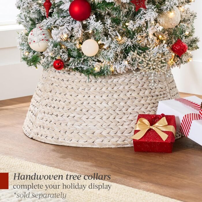 Best Choice Products Flocked Pencil Christmas Tree, Pre-Lit Slim Artificial Holiday Decoration, 6ft Lighted Skinny w/Base, Warm White Lights - Image 7