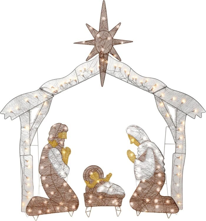 National Tree Company Nativity Scene Outdoor Christmas Décor, 55, Clear