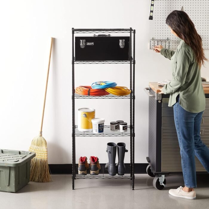 Amazon Basics 5-Shelf Multipurpose Adjustable Sturdy Steel Storage Shelving Unit, Easy Assembly, 13.4" D x 23.2"W x 60"H, Black - Image 10