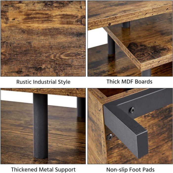 Yaheetech Industrial TV Stand for TVs up to 50 inch, Media Console Table with Storage Shelves for Living Room, Home Entertainment Center for Small Space, 42 x 16 x 16 inches, Rustic Brown - Image 5