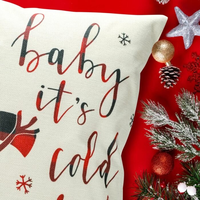 Christmas Pillow Covers 18×18 Inch Set of 4 Farmhouse Christmas Pillow Covers Christmas Pillow Cases for Sofa Couch Christmas Decorations Throw Pillow Covers - Image 3