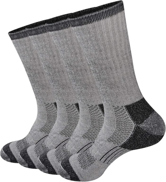 GKX Men's Merino Wool Moisture Wicking Outdoor Hiking Heavy Duty Work Cushion Crew Socks - Image 2