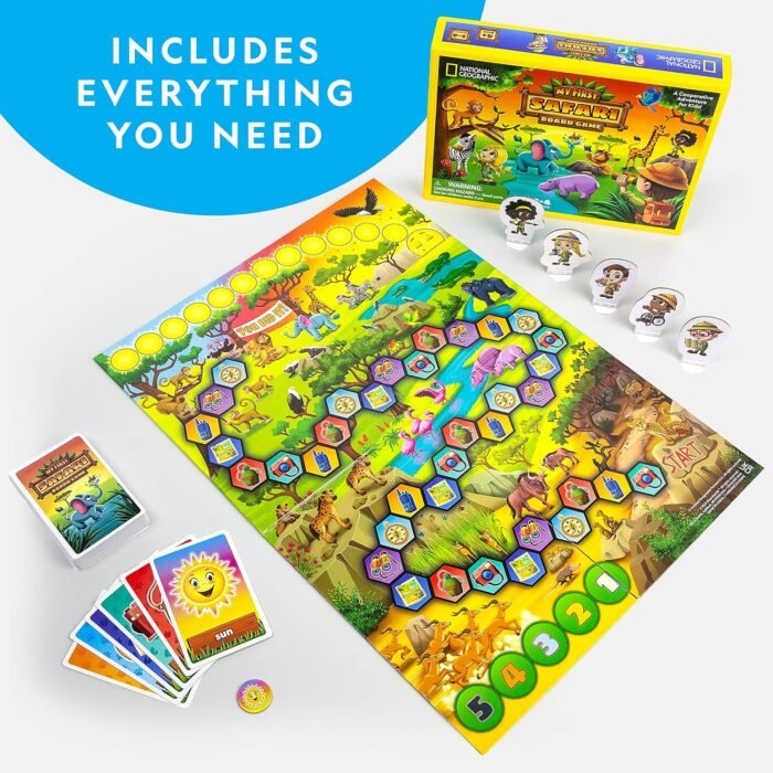 NATIONAL GEOGRAPHIC My First Safari Board Game for Kids 4-6 – Animal Game for Kids & Adults, Cooperative Fun Perfect for Family Game Night, Kids Board Games, Games for Family Night - Image 5