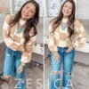 ZESICA Women's 2024 Fall Fashion Turtleneck Long Sleeve Striped Ribbed Knit Loose Pullover Sweater Tops - Image 5