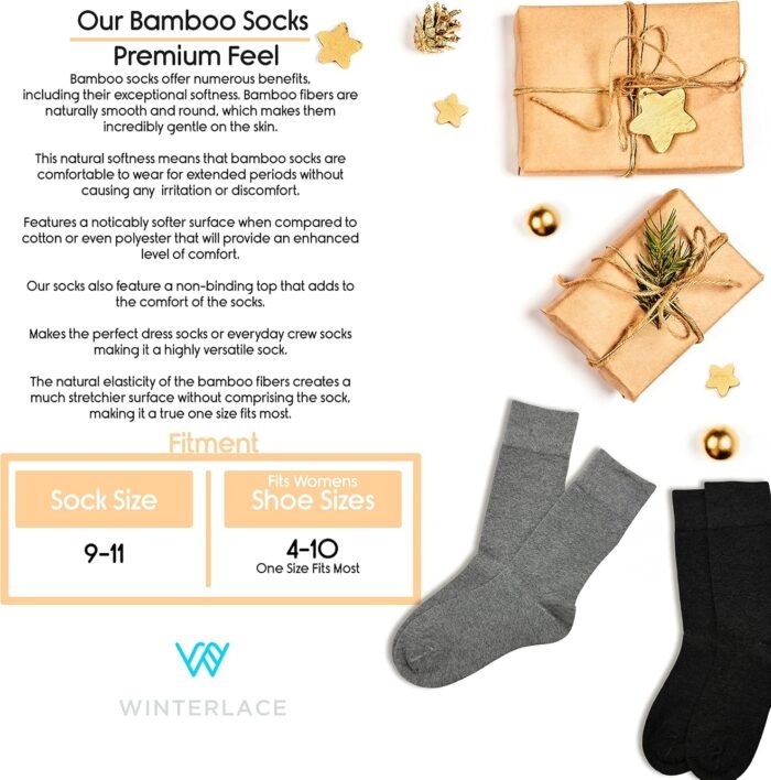 Winterlace Womens Soft Bamboo Rayon Viscose Dress Socks, 6 Pairs Trouser Socks Premium Thin Crew Socks Bulk Pack - Image 3