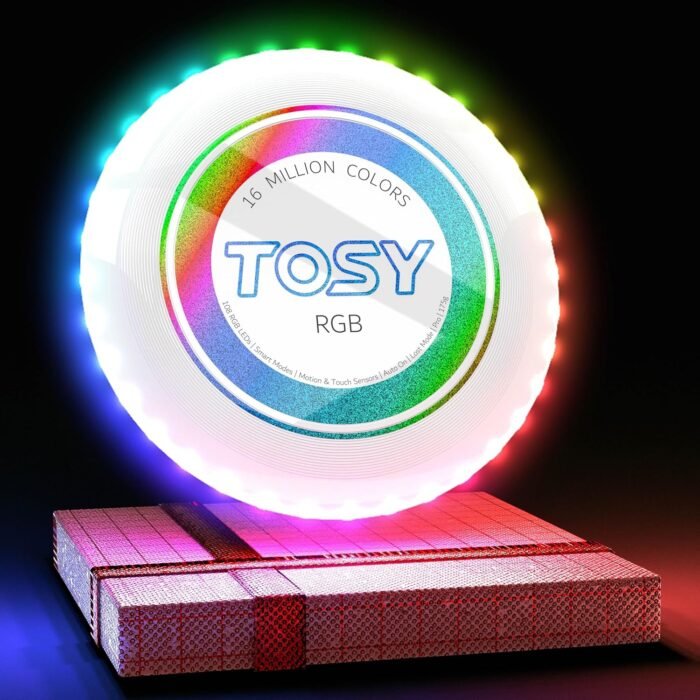TOSY Flying Disc - 16 Million Color RGB or 36 LEDs, Extremely Bright, Smart Modes, Auto Light Up, Rechargeable, Cool Fun Christmas, Birthday & Camping Gift for Men/Boys/Teens/Kids, 175g Frisbee - Image 2